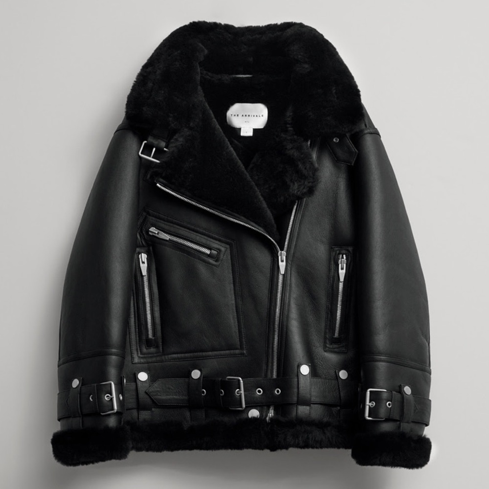 THE ARRIVALS MOYA v Shearling Oversized Biker Jacket